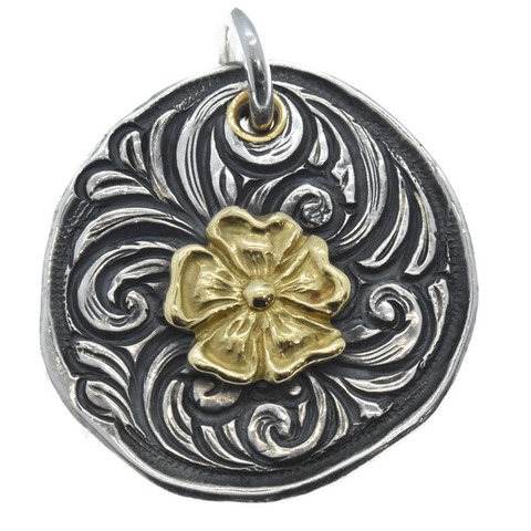 18K 唐草ローズメタル ネックレストップ