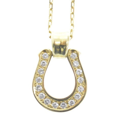 K18 ラージ ホースシューペンダント w/ダイヤモンド