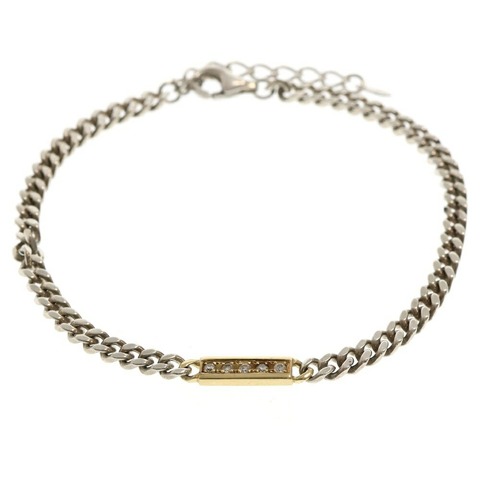 K18 スモールIDチェーンブレスレット w/ダイヤモンド